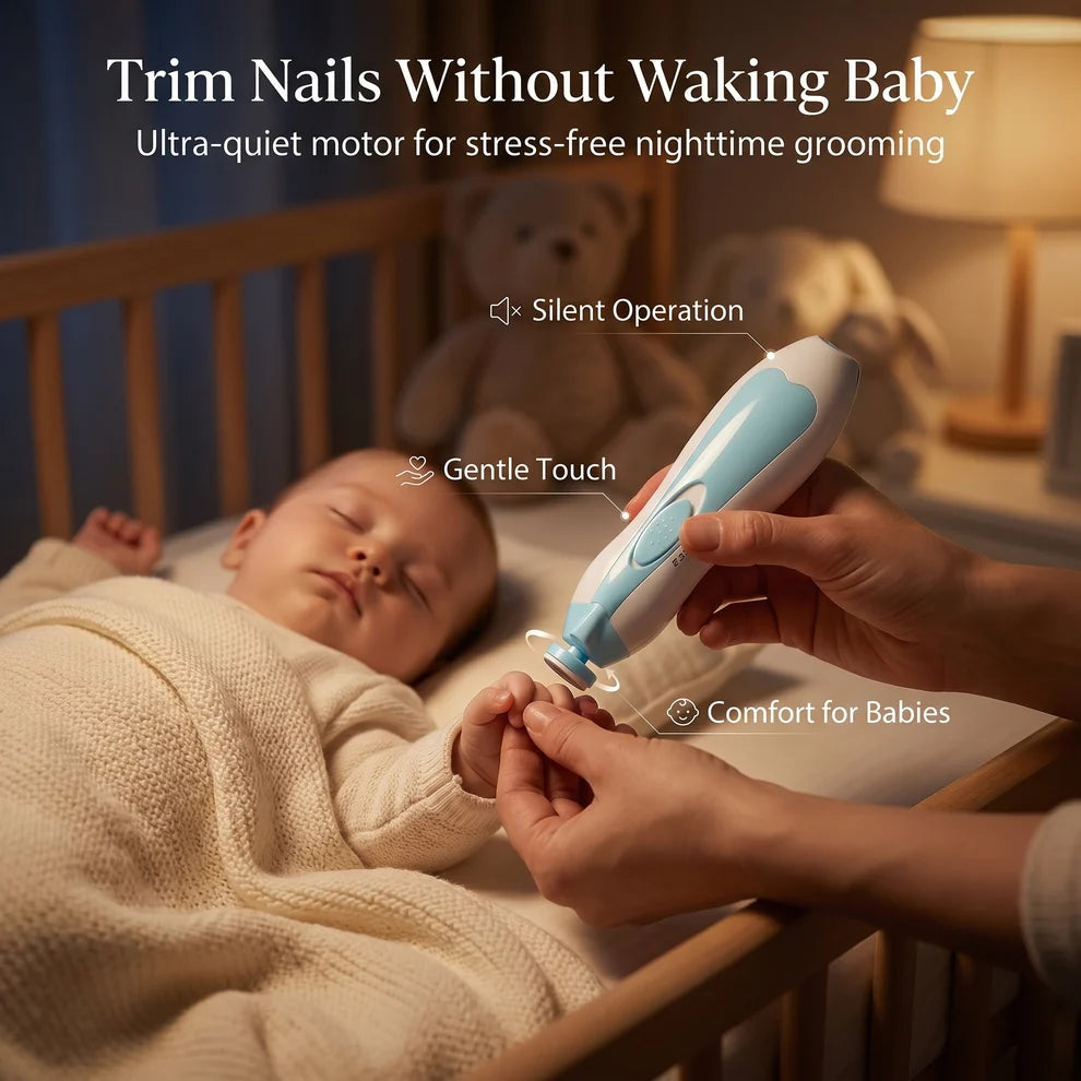 Electric Baby Nail Trimmer — 6-in-1 Safe Nail File for Newborns