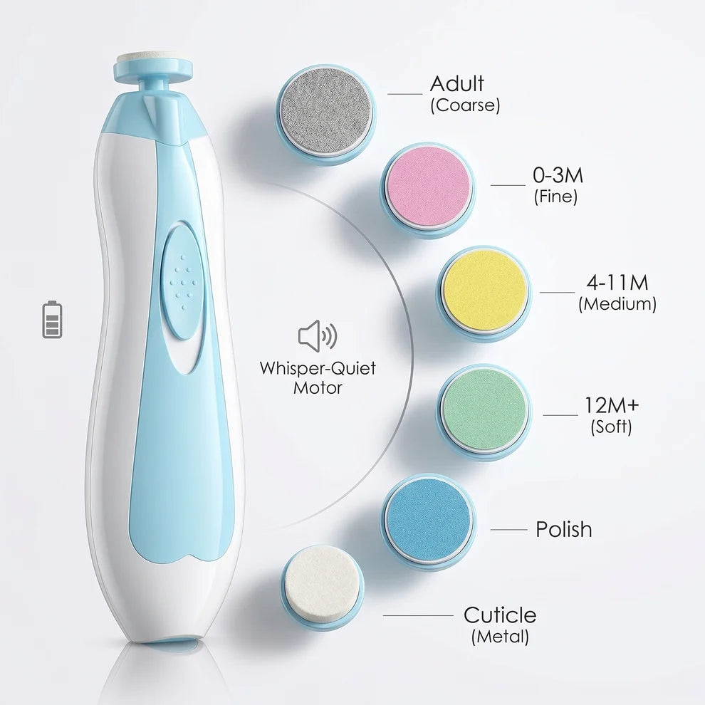 Electric Baby Nail Trimmer — 6-in-1 Safe Nail File for Newborns