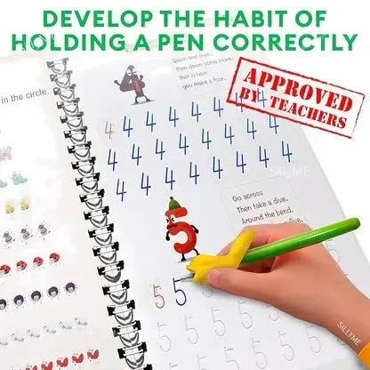 Kids Magic Practice Copybook Set ✍️ Reusable Writing Books for Kids (4 Books + Pen)